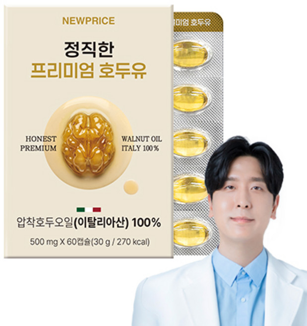 뉴프라이스 정직한 프리미엄 호두유, 1개, 60정