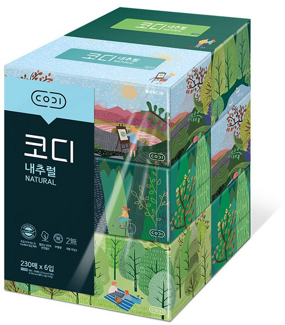 코디 내추럴 230매x6입(미용티슈), 230매, 6개