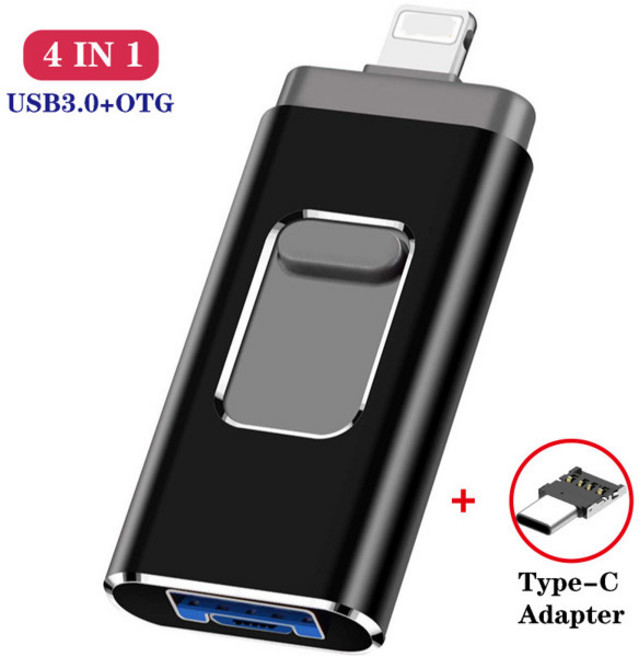 휴대폰용 OTG USB 플래시 드라이브 USB 3.0 메모리 스틱 외부 저장 장치 안드로이드 C 타입 윈도우 장치 4 256G 512G 128G, [02] 8GB, [10] Black send Type C