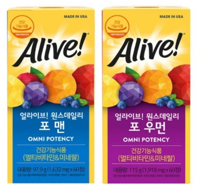 얼라이브 원스 데일리 포 맨 60정 + 데일리 포 우먼 60정, 1개