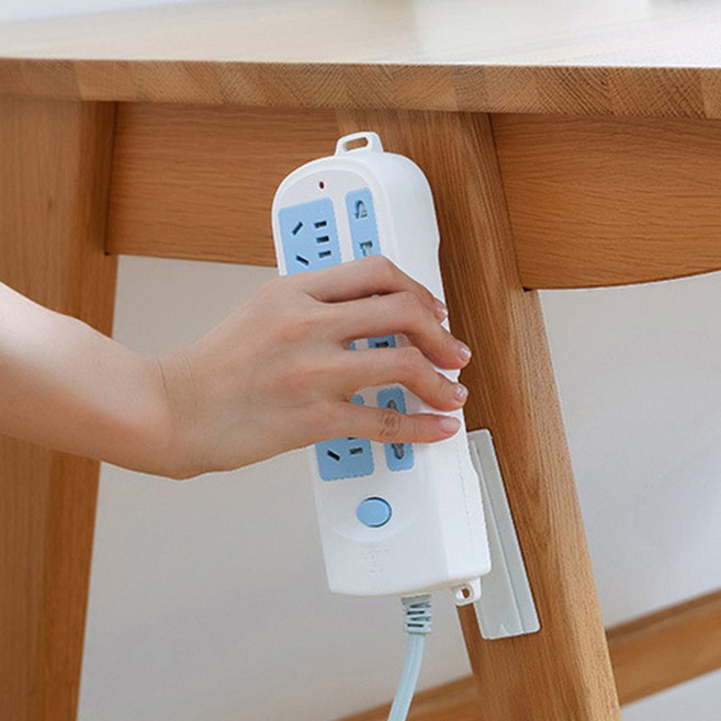 1+1 멀티탭고정 콘센트거치대 책상전선정리 무타공 벽고정 클립 벽걸이TV선