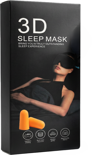 99.99% 빛 차단 3D 입체 안대 편안한 착용감 꿀잠 암막 숙면 수면안대 소음차단 귀마개 케이스증정, 블랙