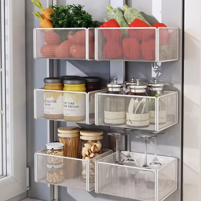 꿀이네 냉장고 세탁기 현관 자석 선반, 2개, 화이트