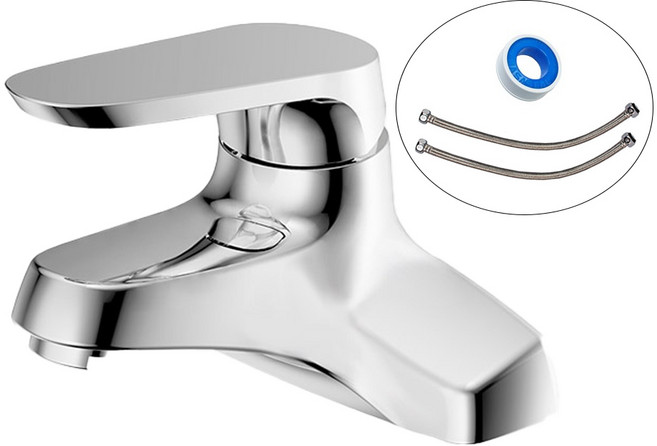 대림바스 4인치 세면대수전 DL-YL6A11 + 온/냉 고압호스 2개 + 테프론, 1세트