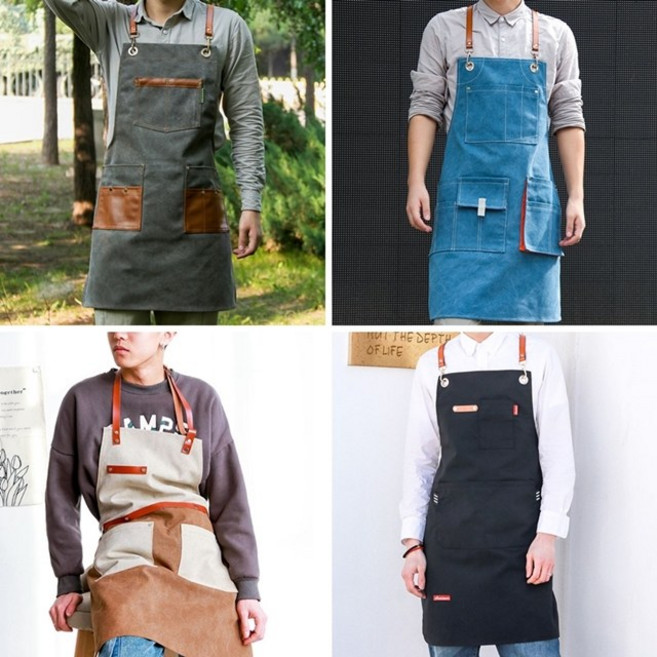 남자 빅사이즈 데님 캔버스 프리미엄 앞치마, 대용량빅포켓 앞치마_블루, 1개