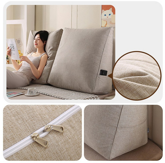 가려거든 침대 쇼파 등받이 쿠션 삼각 등쿠션 고급형 솜 추가 +20%, 브라운