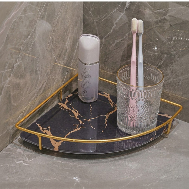 대한만물상 골드프레임 화장품 정리대 인테리어 트레이, 블랙