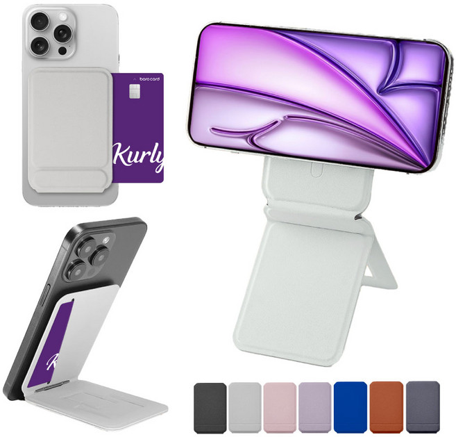 알로토 맥세이프 카드지갑 거치대 비건 가죽 스탠드 삼각대 셀카봉 괴물자력, 1개, 그레이