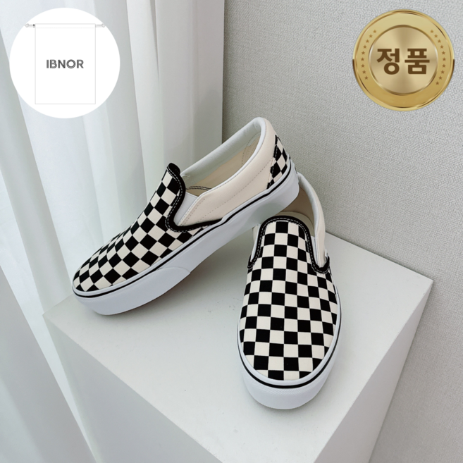 국내 정품 반스 체커보드 슬립온 플랫폼 발편한 오리지널 스니커즈 데일리 단화 커플 남녀공용 이브노르 신발주머니 증정 VASO