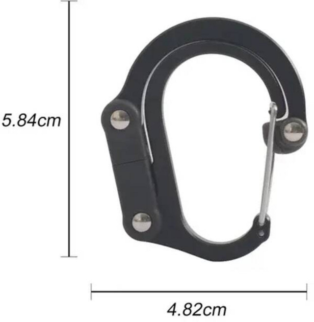 다기능 하이브리드 기어 클립 카라비너 ​​360도 회전 후크 강력한 버클 캠핑 하이킹 여행 배낭 야외 가제트, 02 Black M, Black S, 1개
