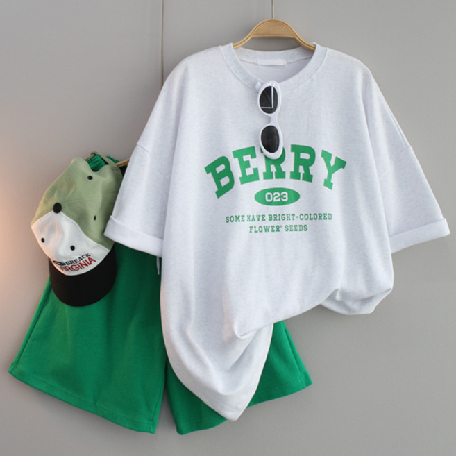 달콩 컬러레터링반바지세트 빅사이즈 데일리룩 운동복