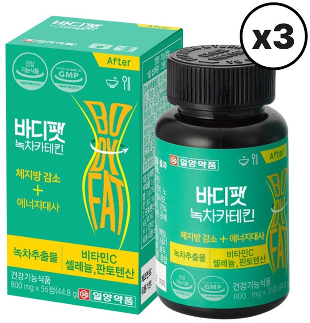 일양약품 바디팻 녹차 카테킨, 3개, 56정