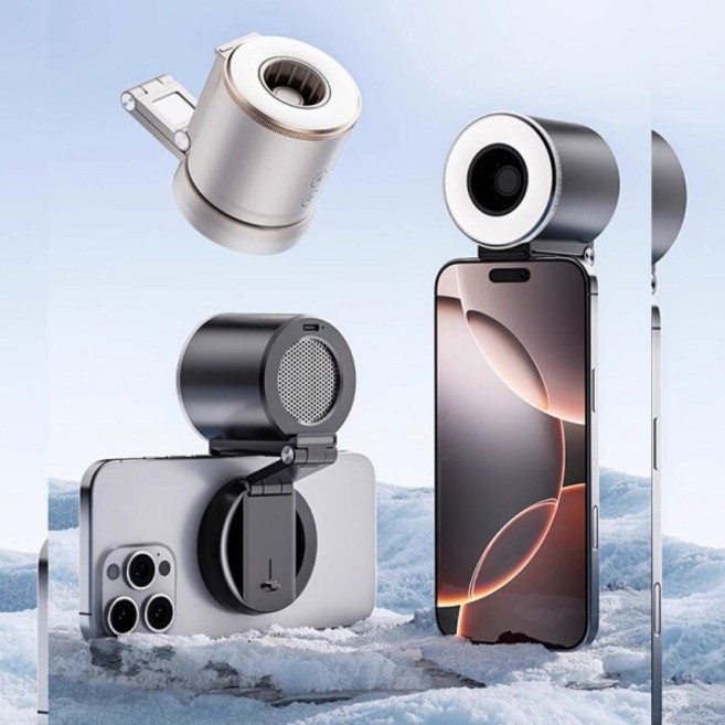 무선 스마트 맥세이프 휴대용 핸드폰 쿨러 선풍기 마그네틱 스마트폰 게임 조명, 화이트