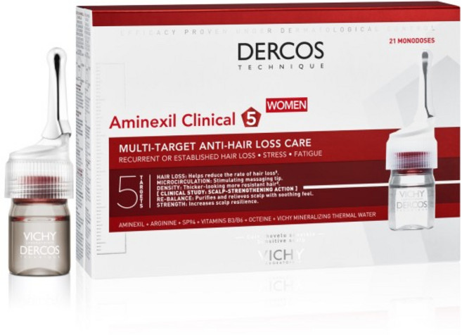 VICHY 프랑스 정품 비쉬 델코스 아미넥실 클리니컬 5 여성용 탈모 두피 앰플 6ml x 21ea, 126ml, 1개