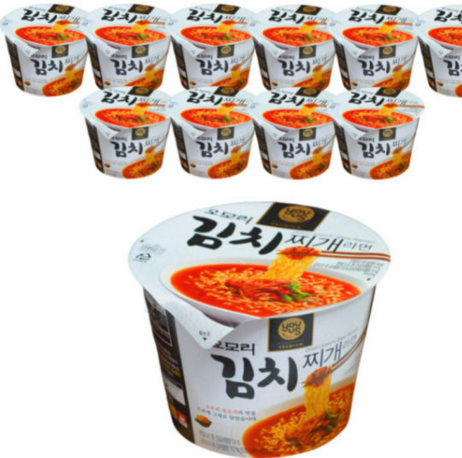 유어스 GS25 오모리 김치찌개라면 큰컵 까미, 12개