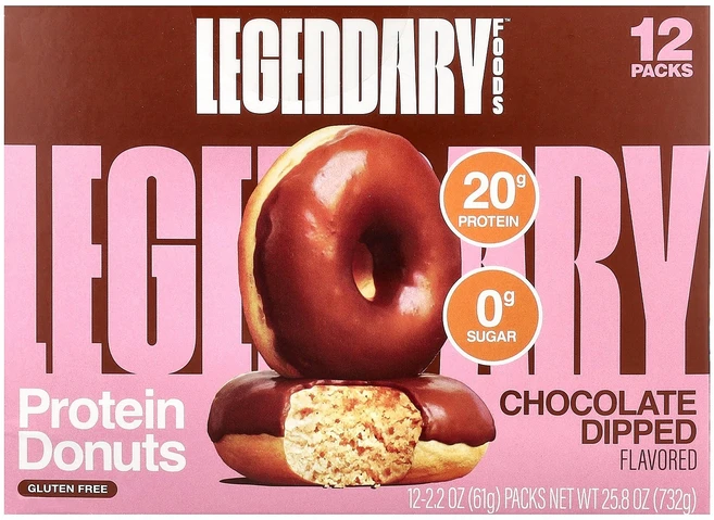 Legendary Foods Protein Donuts Chocolate Dipped 12 Packs 2.2 oz 61 g Each - 쿠팡