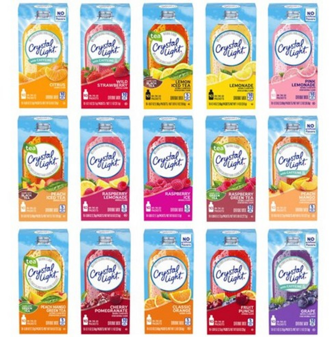 [Crystal Light] 크리스탈 라이트 온더 고 드링크 믹스 클래식 오렌지 10 패킷, 8.라즈베리 아이스, 1.98g, 1