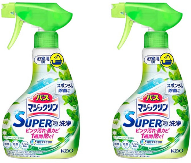 花王 魔術靈 浴室防霉泡沫清潔劑 綠草香, 350ml, 2瓶
