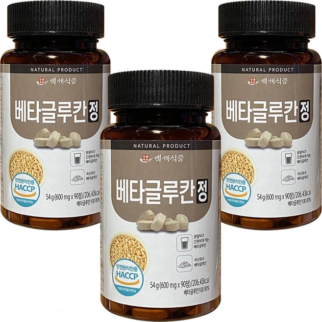 베타글루칸 정 국산 효모 HACCP 인증 90정, 3개 - 쿠팡
