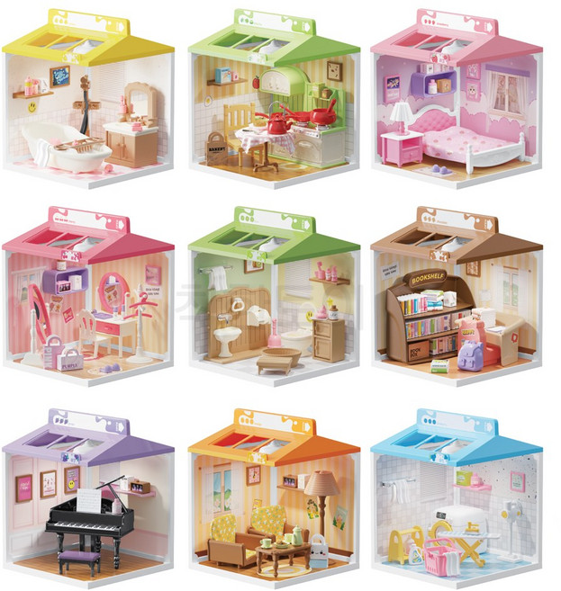 미니어쳐 스튜디오 하우스 DIY 키트 디오라마 밀크룸 9종, 1개, 9.세탁실