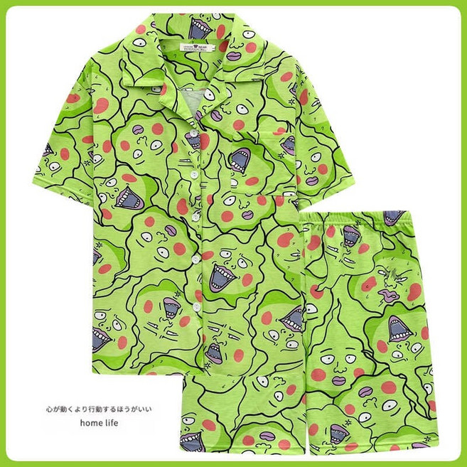 모브 사이코 100 에쿠보 반팔 셔츠 반바지 세트 잠옷 파자마 홈웨어 순면 여름 빅사이즈