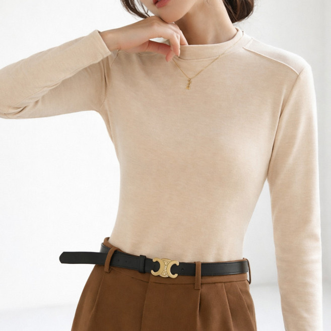 다미타니 심플 무지 스판 반목 긴팔 티셔츠 OCZ0967