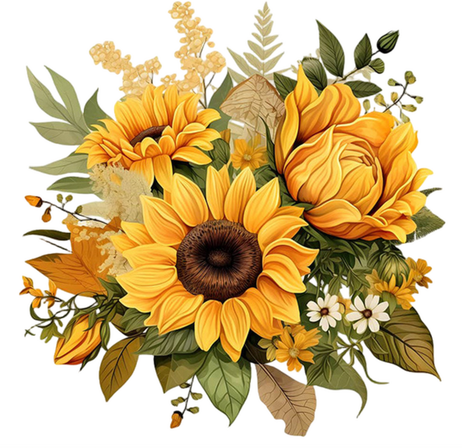 월간리빙 꽃 해바라기 포인트 벽지 스티커 3개, 해바라기 센터피스2