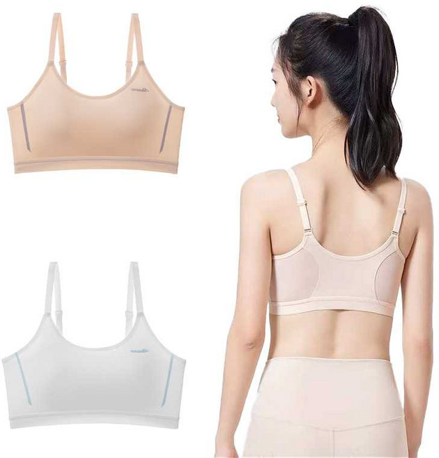 애보 빅사이즈 편안한 스포츠 스트랩형 주니어 성정기 브라 2종세트