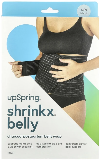 UpSpring Shrinkx Belly 대나무 숯 섬유소를 함유한 산후 복부 랩 사이즈 S/M 검정, UpSpringShrinkxBelly대나무숯섬유소를함유, 1개 - 쿠팡