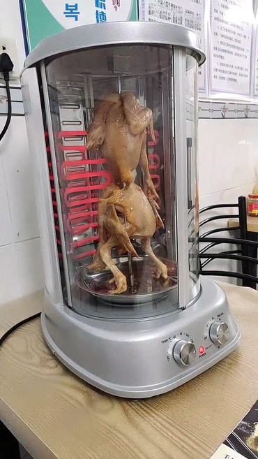 전기 통닭구이 기계 케밥 가정용 바비큐 오븐 회전 훈제 로스트 자동, 은색대형(52cm)