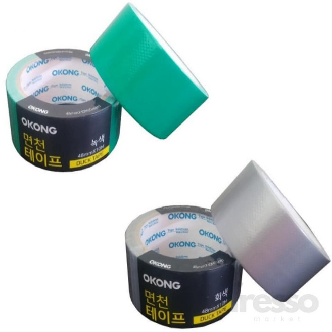 프레소 오공 면 덕트테이프 48mm 녹색 회색 회색테이프, 1개