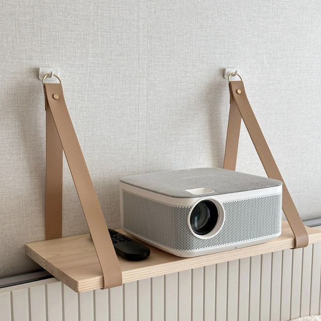 빔프로젝터 우드 원목 벽선반 꼭꼬핀 무지주 무타공 벽걸이 인테리어 선반 미니 소형 수납 선반장 원목 나무 공유기 셋톱박스 틈새 베이비캠 홈캠 거치대, 1단