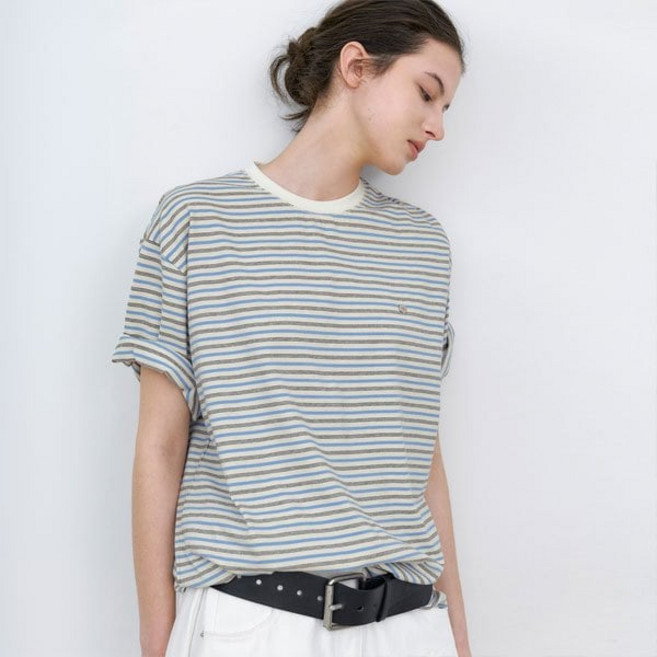 나인(Atelier Nain) MULTI STRIPE BOXY TEE (T-7216)