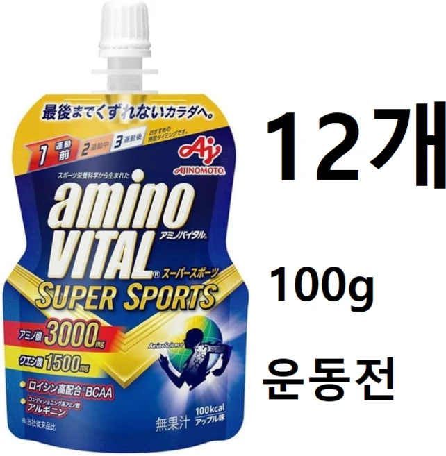 아지노모토 아미노바이탈 젤리드링크 슈퍼 스포츠 애플맛, 12개 - 쿠팡