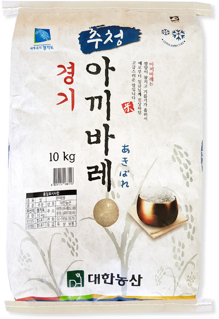 대한농산 경기 추청 아끼바레 백미, 상등급, 10kg, 1개