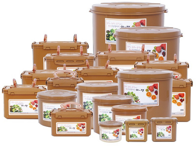 이젠 황토진공항아리 김치통 오이지 장아찌통 된장 고추장 매실통 쌀통 (원형 사각), 1개