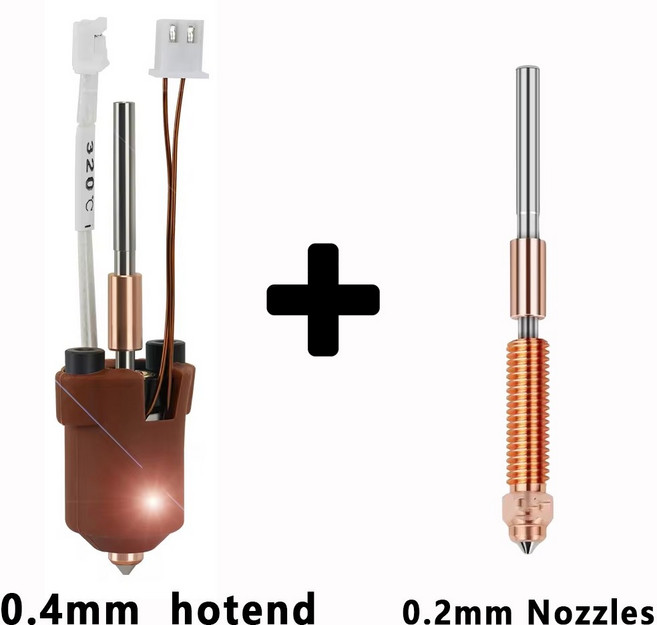Creality K1C k1 Max Hotend 세라믹 가열 블록 키트 3D 프린터 부품 퀵 스왑 노즐 키트 열 브레이크 저항 핫 엔드, 01 and 0.2mm nozzle, 01 CHINA, 4)and 0.2mm nozzle