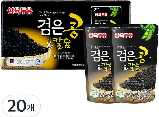 삼육두유 검은콩 앤 칼슘 파우치, 190ml, 20개