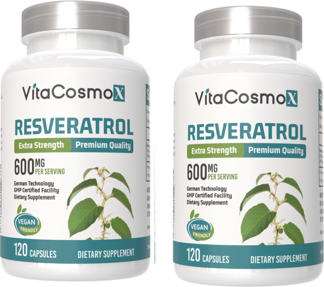 VitaCosmoX 비타코스모 트랜스 레스베라트롤 600mg, 2개, 120정
