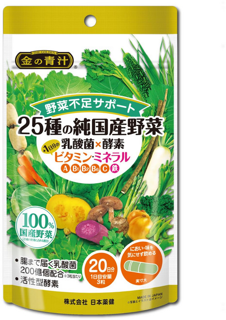 금녹즙 25종의 순수 국산 야채 유산균×효소+1일분의(370mg×60알) 22.2g 1개, 0.9312097061621265