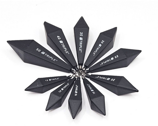 트리플 다이아몬드 블랙봉돌 회전도래 선상낚시 쭈꾸미 갑오징어 문어, 1세트, 3개입