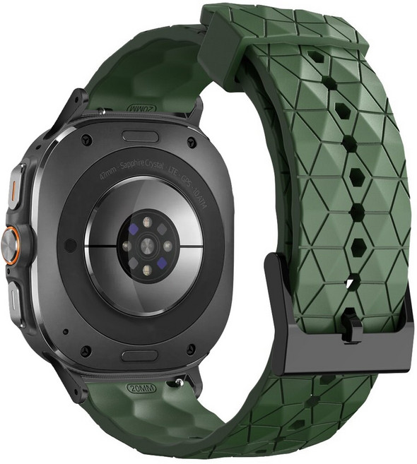 호환 갤럭시워치7울트라 축구공 무늬 실리콘 스트랩47mm, 밀리터리 그린, 1개