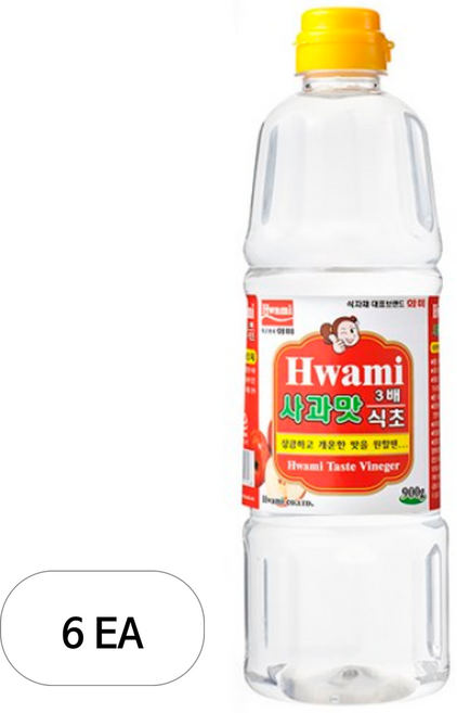 [화미] 3배사과맛식초, 900ml, 6개