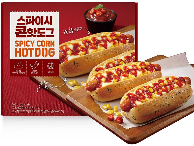 신세계푸드 스파이시 콘핫도그, 3개, 140g