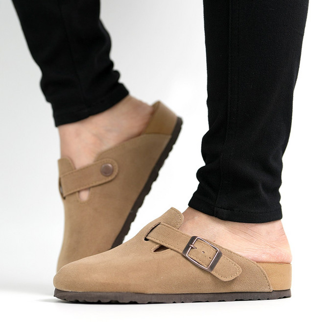 가벼운 스웨이드 슬리퍼 여성 발편한 경량 일상 캐주얼 슬립온 뮬 실내화 신발 세무 버클 블로퍼