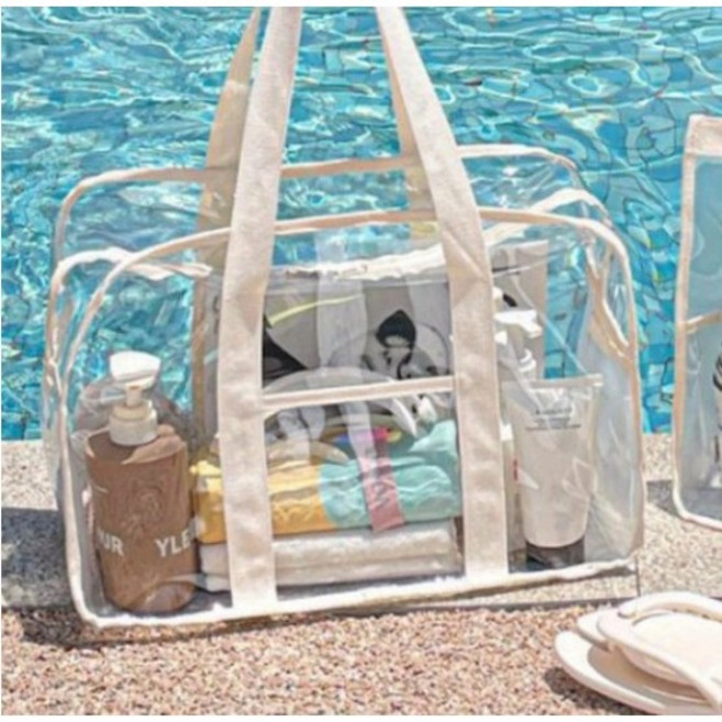 투명 수영 가방 대용량 비치 가방 방수 세면 수납 가방 토트 여행 파우치 여행용 백팩 여성 수영가방 수영 가방 투명가방 다용도 방수가방 방수 파우치 비치백