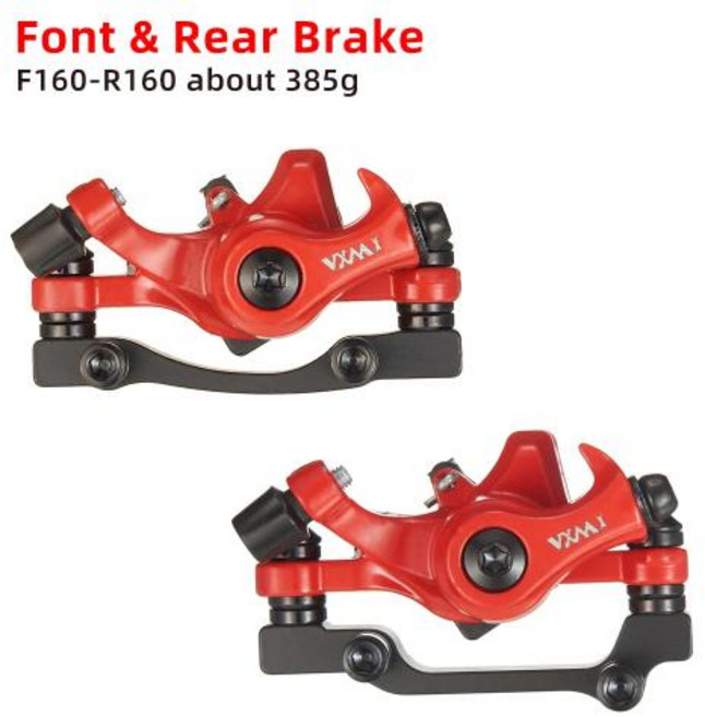 VXM 알루미늄 합금 자전거 디스크 브레이크 산악 도로 MTB 자전거 기계식 켈리퍼 디스크 브레이크 사이클링, FR Brake Red, 1개