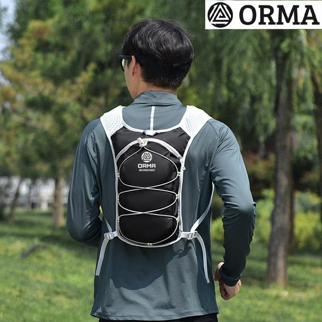 ORMA 트레일 러닝 조끼 마라톤 백팩 등산 배낭 조깅 경량 베스트, 블랙