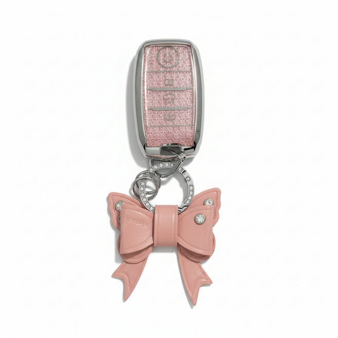 어니트 기아 호환 크리스탈 차키케이스 자동차 키링 키홀더, K-03(4버튼), 핑크