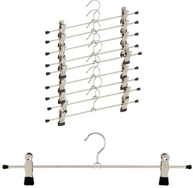 Mawa Reston Lloyd 미끄럼 방지 공간 절약형 옷걸이 바지 및 스커트용 엑스트라 라지 클립 2개 40.6cm(15 3/4인치) 스타일 K/40DG 10개 세